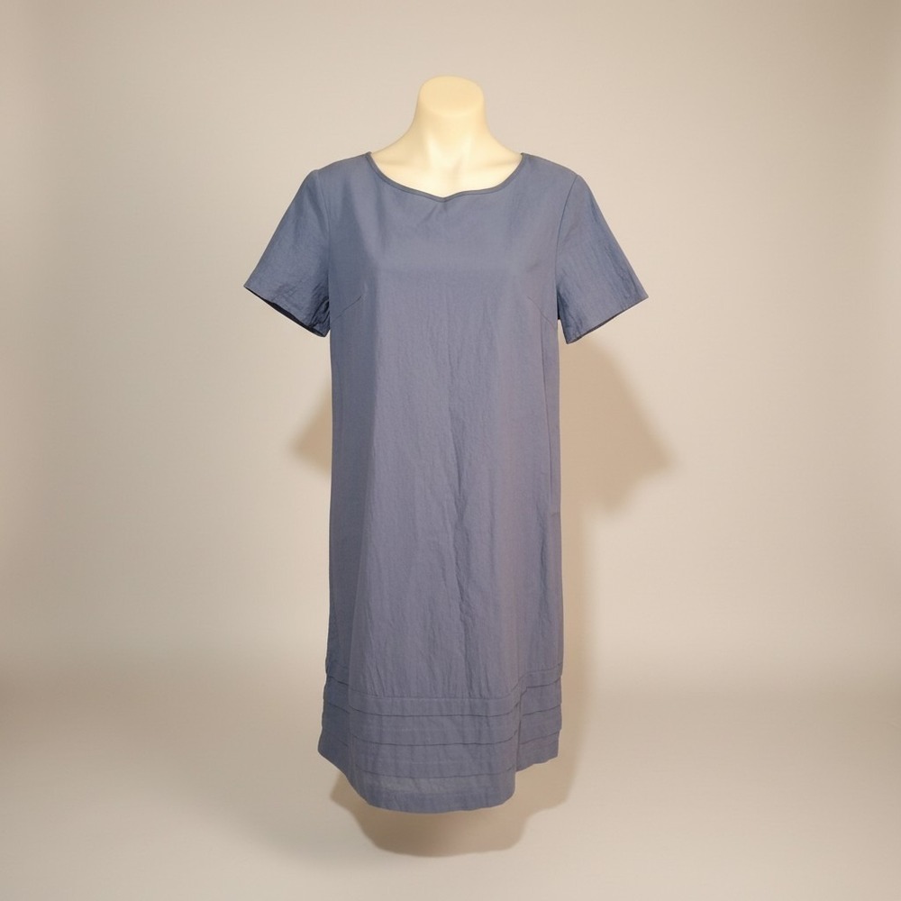Emery Rose Women's L Cotton Wide Pin Tuck Hem Lagenlook Shift Dress Beach Summer